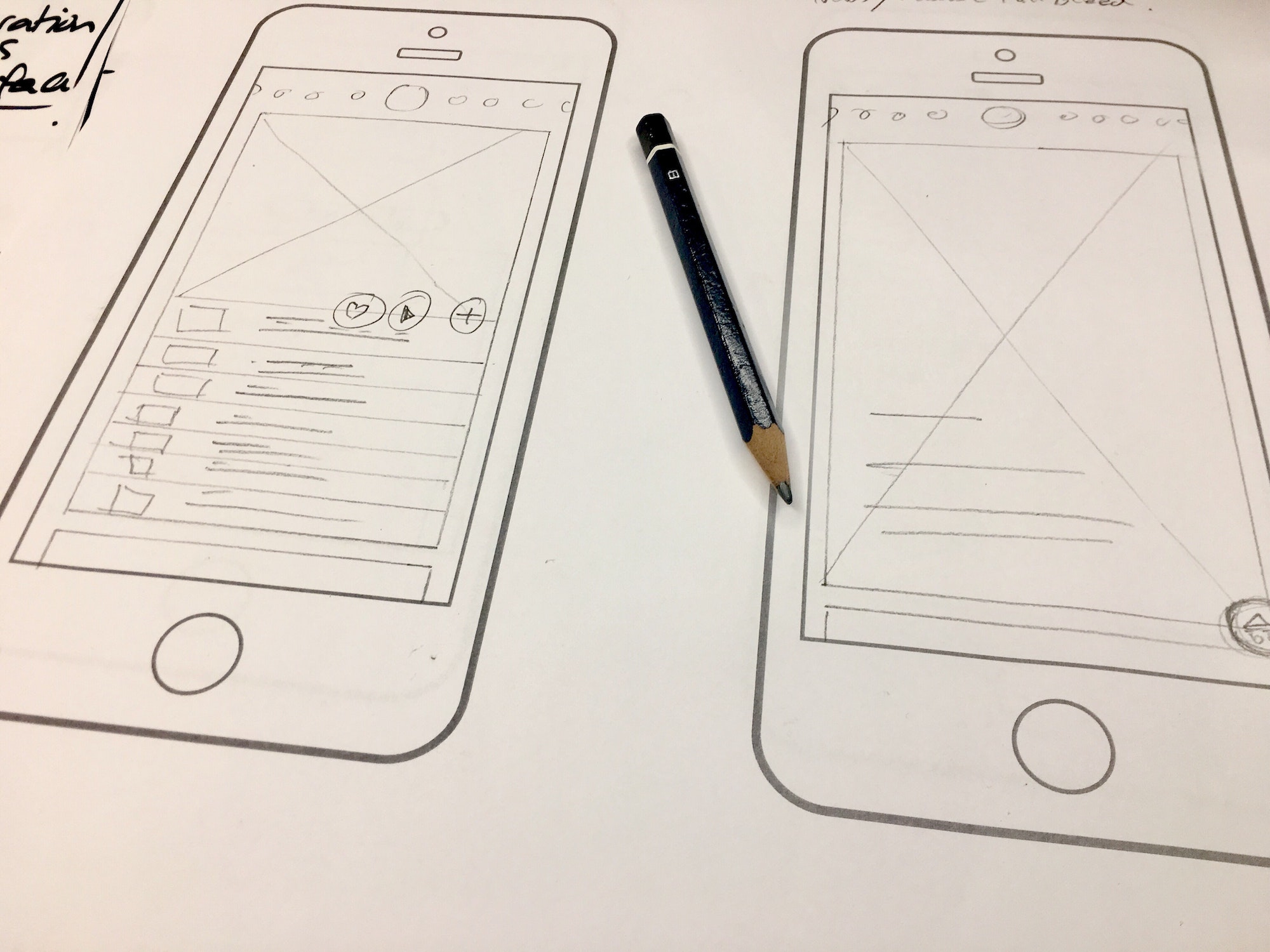 UI UX hand drawn wireframes