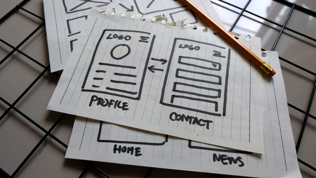 UX mobile application wireframe. Sketch, prototype, framework, layout future app design project.